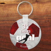 マルーン赤灰色サッカーチームのスピリットガールズスポーツ キーホルダー (正面)