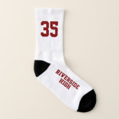 マルーン赤白チーム精霊ガールバレーボール ソックス (左内側)