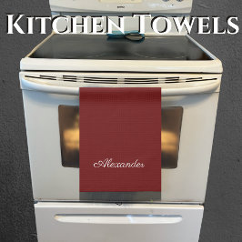 マルーン赤錆無地の赤背景 キッチンタオル