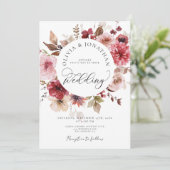 マルーン赤面秋すべて1予算QRコード結婚ズ 招待状 (スタンド正面)