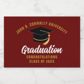 マルーン金ゴールドおめでとう卒業パーティー スパークリングワインラベル (シングルラベル)