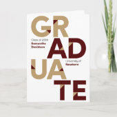 マルーン金ゴールドはっきりしたビッグアングルカットレター卒業 招待状 (正面)