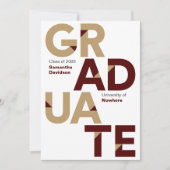 マルーン金ゴールドはっきりしたビッグアングルカットレター卒業 招待状 (正面)