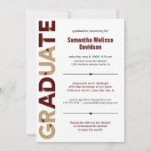 マルーン金ゴールドはっきりしたビッグアングルカットレター卒業 招待状 (裏面)