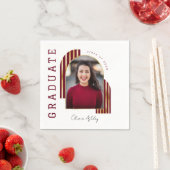 マルーン金ゴールドアーチ写真卒業 スタンダードカクテルナプキン (インサイチュ)