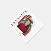 マルーン金ゴールドアーチ写真卒業 スタンダードカクテルナプキン (角)