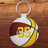 マルーン金ゴールドカスタムジャージー番号バスケットボール キーホルダー (正面)