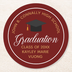 マルーン金ゴールドカスタム卒業パーティー ラウンドペーパーコースター