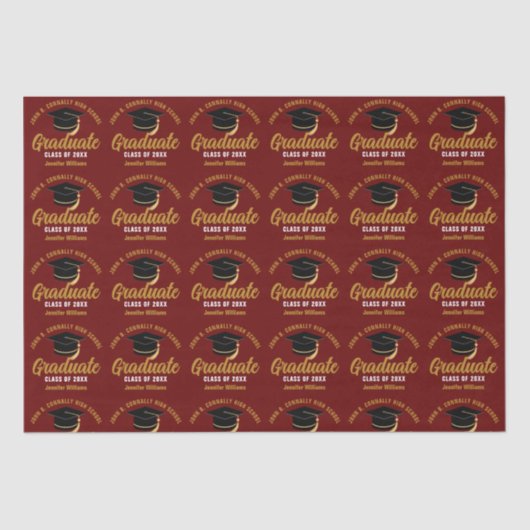 マルーン金ゴールドカスタム卒業2025年度卒業パーティー 薄葉紙 (正面)