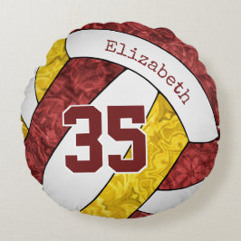 マルーン金ゴールドガーリーバレーチームカラー ラウンドクッション