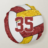 マルーン金ゴールドガールズバレーボールの部屋の装飾 ラウンドクッション (裏面)