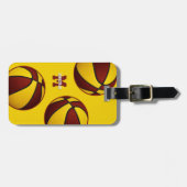 マルーン金ゴールドクラブチームカラーバスケットボール ラゲッジタグ (正面横)