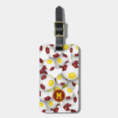 マルーン金ゴールドサッカーボール模様 ラゲッジタグ (正面縦)