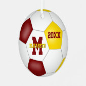 マルーン金ゴールドスクールのスポーツチームカラー メタルオーナメント (正面左)