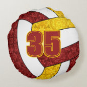 マルーン金ゴールドスポーツチームカラーズガールバレーボール ラウンドクッション (裏面)