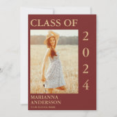 マルーン金ゴールドタイポグラフィ写真グラッド発表 招待状 (正面)