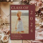 マルーン金ゴールドタイポグラフィ写真グラッド発表 招待状