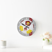 マルーン金ゴールドチームのカラーズバストライプッシティサッカー ラウンド壁時計 (ホーム)