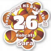 マルーン金ゴールドチームのチームカラーバスケットボールのキッズチーム名 シール (正面)