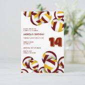 マルーン金ゴールドチームのチームカラーバレーボール誕生日 招待状 (スタンド正面)