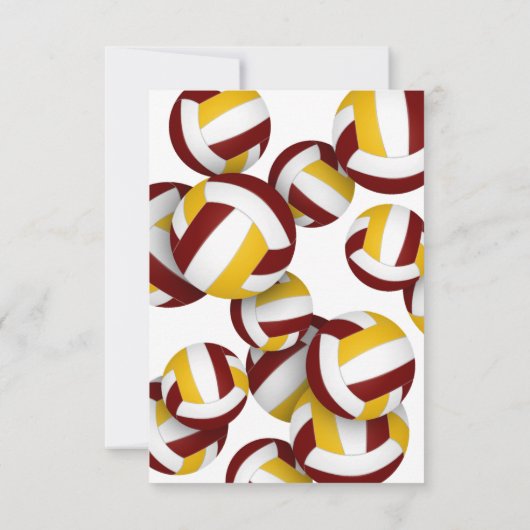 マルーン金ゴールドチームのチームカラーバレーボール誕生日 招待状 (裏面)