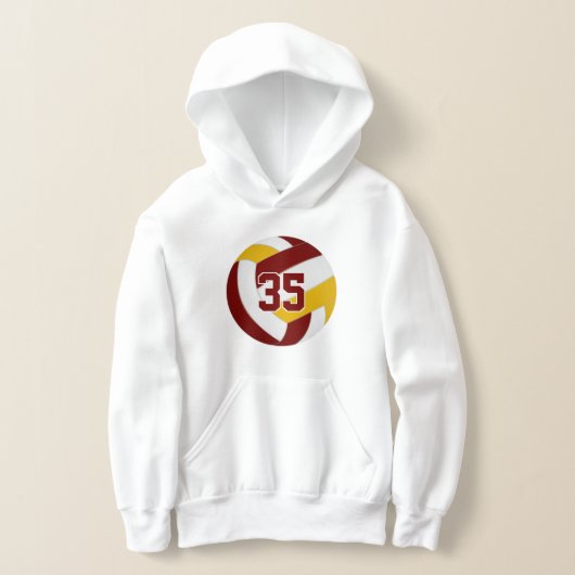 マルーン金ゴールドチームカラーズジャージーナンバーバレーボール (レイダウン)