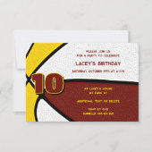 マルーン金ゴールドチームカラーバスケットボール誕生日 招待状 (正面)