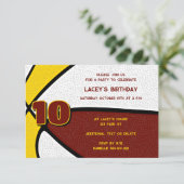 マルーン金ゴールドチームカラーバスケットボール誕生日 招待状 (スタンド正面)