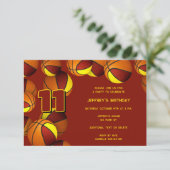 マルーン金ゴールドチームカラーバスケットボール誕生日 招待状 (スタンド正面)