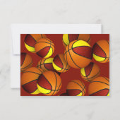 マルーン金ゴールドチームカラーバスケットボール誕生日 招待状 (裏面)