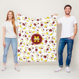 マルーン金ゴールドチームカラー男の子サッカーガールズスポーツ フリースブランケット