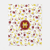 マルーン金ゴールドチームカラー男の子サッカーガールズスポーツ フリースブランケット (正面)