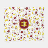 マルーン金ゴールドチームカラー男の子サッカーガールズスポーツ フリースブランケット (正面(横))