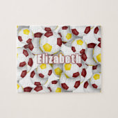 マルーン金ゴールドチームカラー男の子サッカー ジグソーパズル (横)