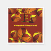 マルーン金ゴールドバスケットチームカラースポーツパーティー スタンダードカクテルナプキン (正面)