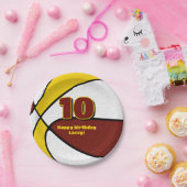 マルーン金ゴールドバスケットチームカラースポーツパーティー ペーパープレート (パーティー)