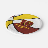 マルーン金ゴールドバスケットチームカラースポーツパーティー ペーパープレート (アングル)