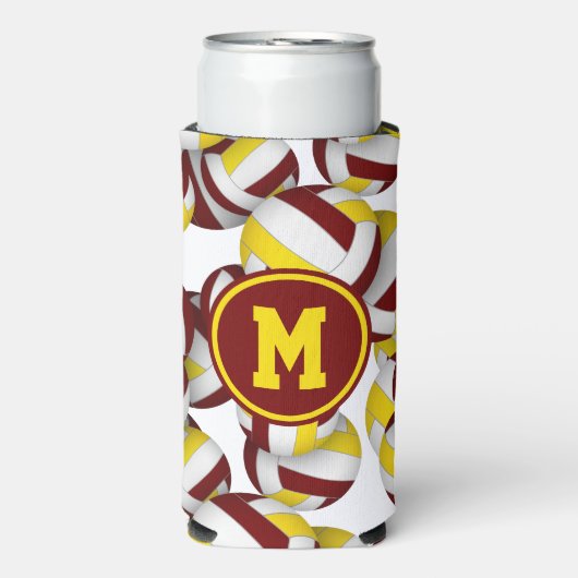 マルーン金ゴールドバレーボールのパタモノグラムのーン スリム缶クーラー (Seltzer正面)