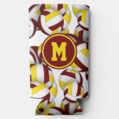 マルーン金ゴールドバレーボールのパタモノグラムのーン スリム缶クーラー (裏面)