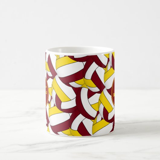 マルーン金ゴールドバレーボールチームの色のコーチのギフト コーヒーマグカップ (中央)