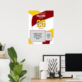 マルーン金ゴールドバレーボールチームの色の記念 ポスター