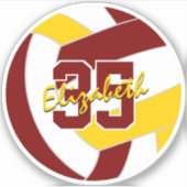 マルーン金ゴールドバレーボールチームカラー シール (正面)