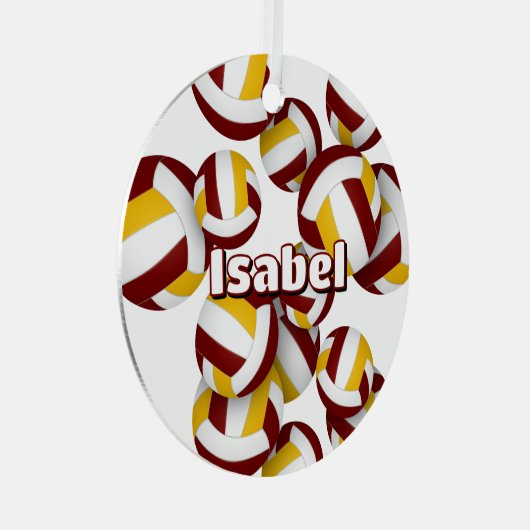 マルーン金ゴールドバレーボールwアスリート名記念 メタルオーナメント (正面右)