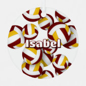 マルーン金ゴールドバレーボールwアスリート名記念 メタルオーナメント (正面)