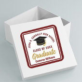 マルーン金ゴールドパーソナライズされた大学院卒業パーティー スクエアシール