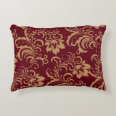 マルーン金ゴールドフローラ旋回 アクセントクッション (正面)