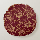 マルーン金ゴールドフローラ旋回 ラウンドクッション (正面)