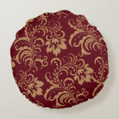 マルーン金ゴールドフローラ旋回 ラウンドクッション (裏面)