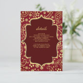 マルーン金ゴールドペイズリーボリウッドスタイル結婚インディアン エンクロージャーカード (スタンド正面)