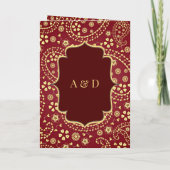 マルーン金ゴールドペイズリーボリウッドスタイル結婚インディアン 招待状 (裏面)